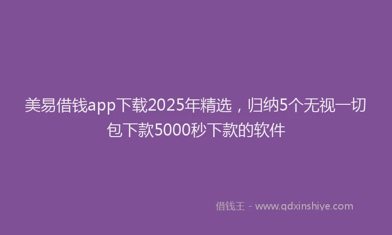 美易借钱app下载2025年精选，归纳5个无视一切包下款5000秒下款的软件