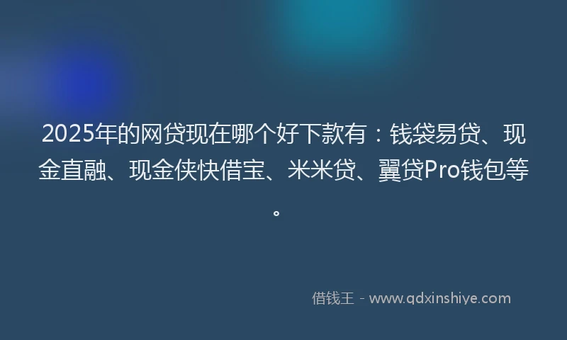 2025年的网贷现在哪个好下款有：钱袋易贷、现金直融、现金侠快借宝、米米贷、翼贷Pro钱包等。
