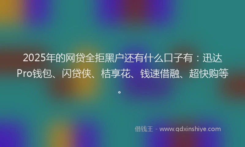 2025年的网贷全拒黑户还有什么口子有：迅达Pro钱包、闪贷侠、桔享花、钱速借融、超快购等。