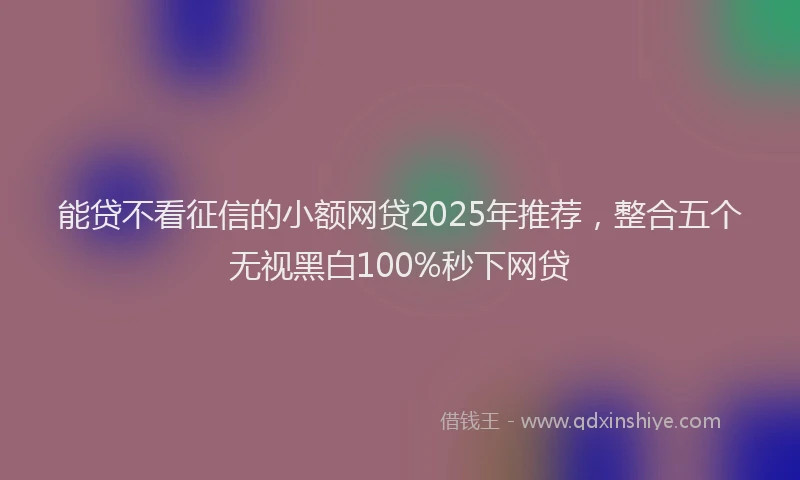 能贷不看征信的小额网贷2025年推荐，整合五个无视黑白100%秒下网贷