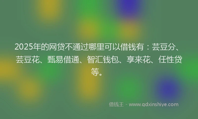 2025年的网贷不通过哪里可以借钱有：芸豆分、芸豆花、甄易借通、智汇钱包、享来花、任性贷等。