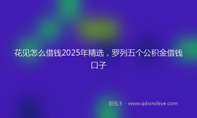 花见怎么借钱2025年精选，罗列五个公积金借钱口子