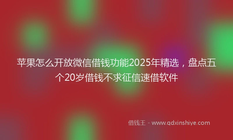 苹果怎么开放微信借钱功能2025年精选，盘点五个20岁借钱不求征信速借软件