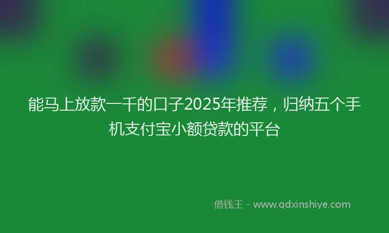 能马上放款一千的口子2025年推荐，归纳五个手机支付宝小额贷款的平台