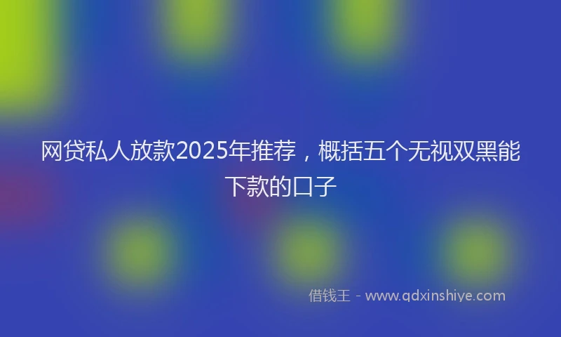 网贷私人放款2025年推荐，概括五个无视双黑能下款的口子
