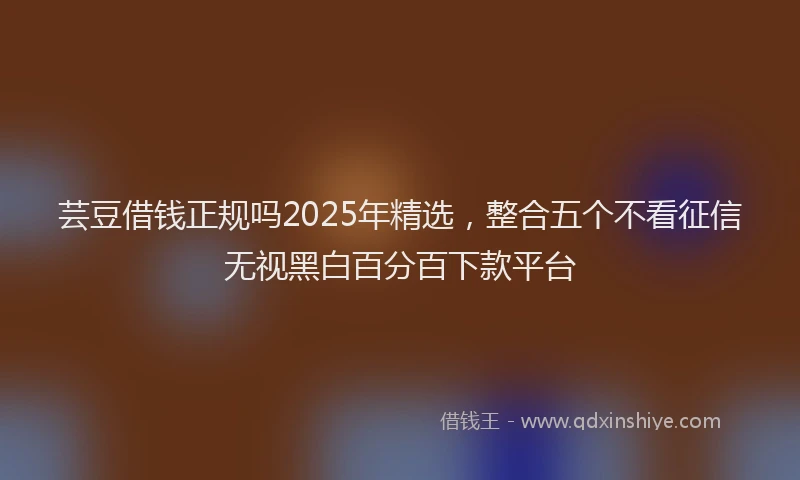 芸豆借钱正规吗2025年精选，整合五个不看征信无视黑白百分百下款平台