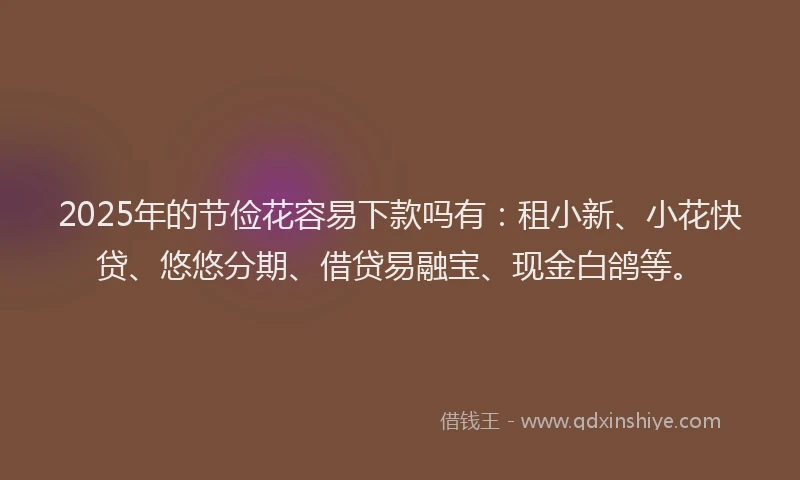 2025年的节俭花容易下款吗有：租小新、小花快贷、悠悠分期、借贷易融宝、现金白鸽等。