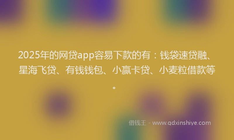 2025年的网贷app容易下款的有：钱袋速贷融、星海飞贷、有钱钱包、小赢卡贷、小麦粒借款等。