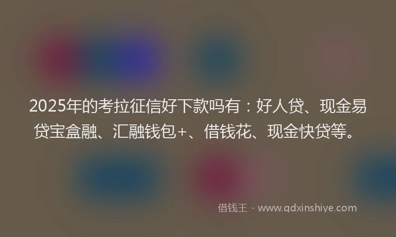 2025年的考拉征信好下款吗有：好人贷、现金易贷宝盒融、汇融钱包+、借钱花、现金快贷等。