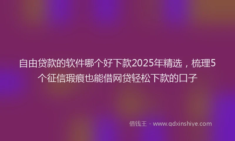 自由贷款的软件哪个好下款2025年精选，梳理5个征信瑕疵也能借网贷轻松下款的口子