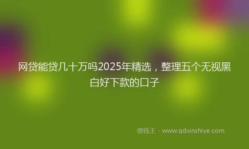 网贷能贷几十万吗2025年精选，整理五个无视黑白好下款的口子