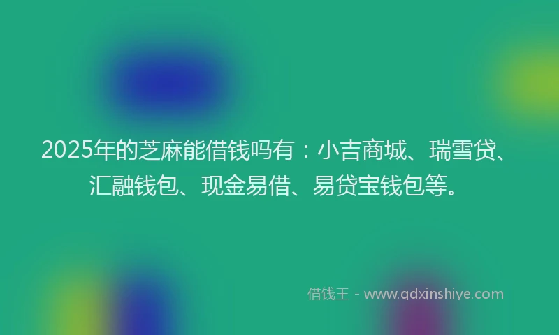 2025年的芝麻能借钱吗有：小吉商城、瑞雪贷、汇融钱包、现金易借、易贷宝钱包等。