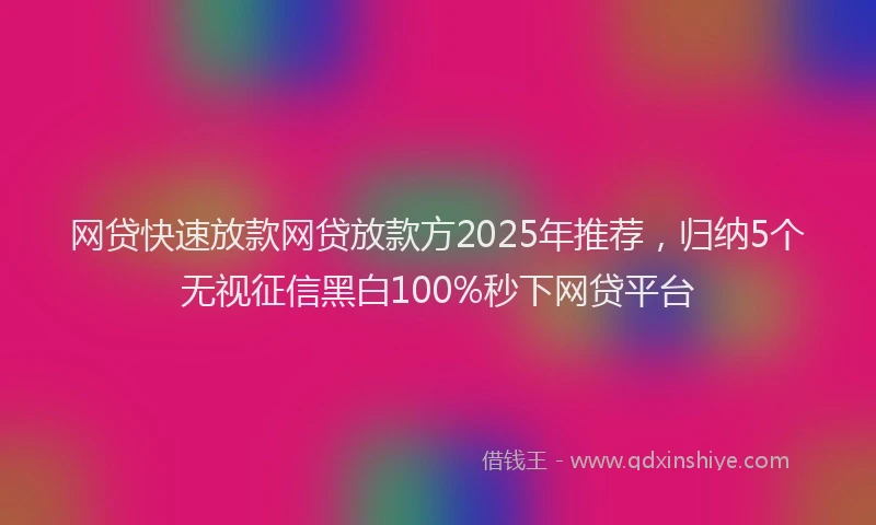网贷快速放款网贷放款方2025年推荐，归纳5个无视征信黑白100%秒下网贷平台