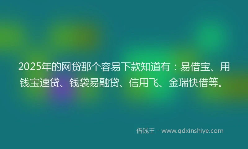2025年的网贷那个容易下款知道有：易借宝、用钱宝速贷、钱袋易融贷、信用飞、金瑞快借等。