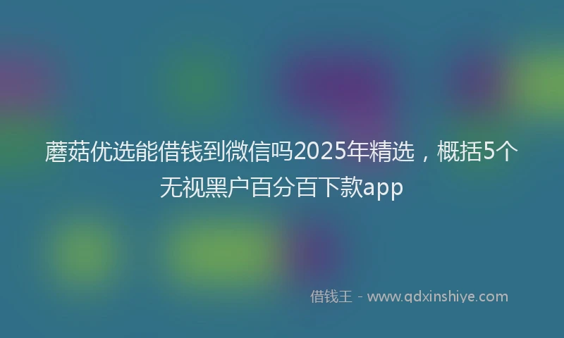 蘑菇优选能借钱到微信吗2025年精选，概括5个无视黑户百分百下款app