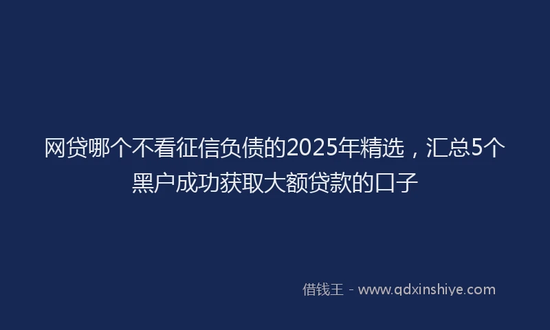 网贷哪个不看征信负债的2025年精选，汇总5个黑户成功获取大额贷款的口子