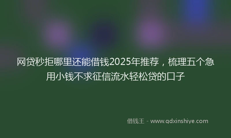 网贷秒拒哪里还能借钱2025年推荐，梳理五个急用小钱不求征信流水轻松贷的口子