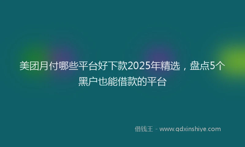 美团月付哪些平台好下款2025年精选，盘点5个黑户也能借款的平台