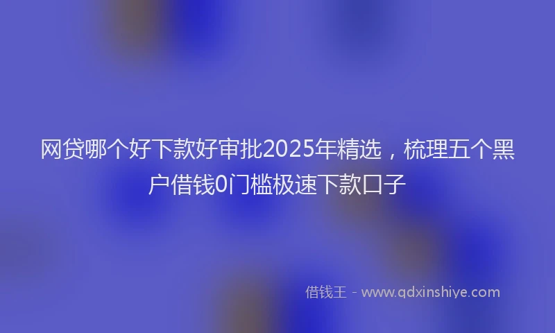 网贷哪个好下款好审批2025年精选，梳理五个黑户借钱0门槛极速下款口子