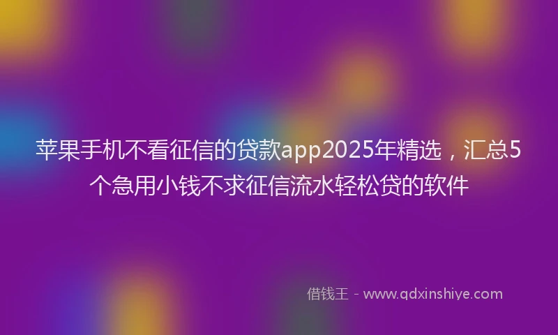 苹果手机不看征信的贷款app2025年精选，汇总5个急用小钱不求征信流水轻松贷的软件