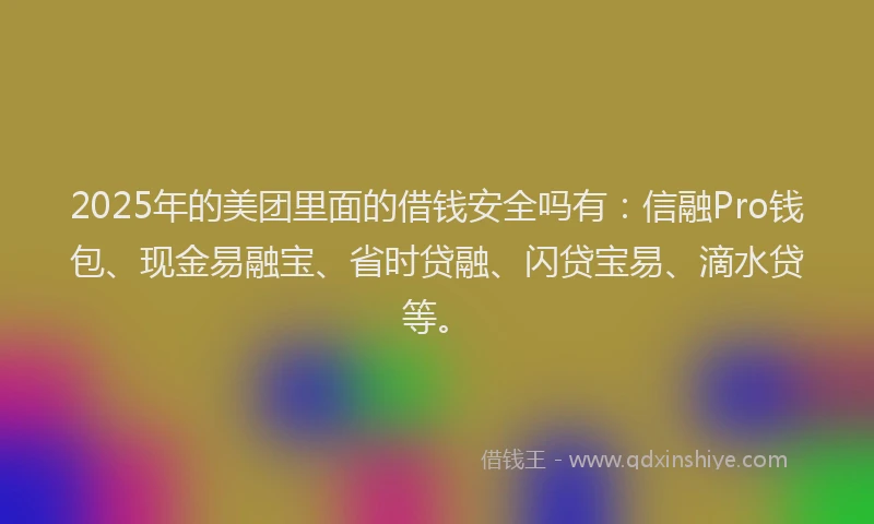 2025年的美团里面的借钱安全吗有：信融Pro钱包、现金易融宝、省时贷融、闪贷宝易、滴水贷等。