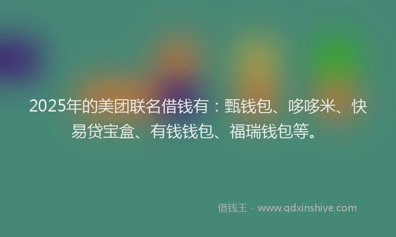 2025年的美团联名借钱有：甄钱包、哆哆米、快易贷宝盒、有钱钱包、福瑞钱包等。