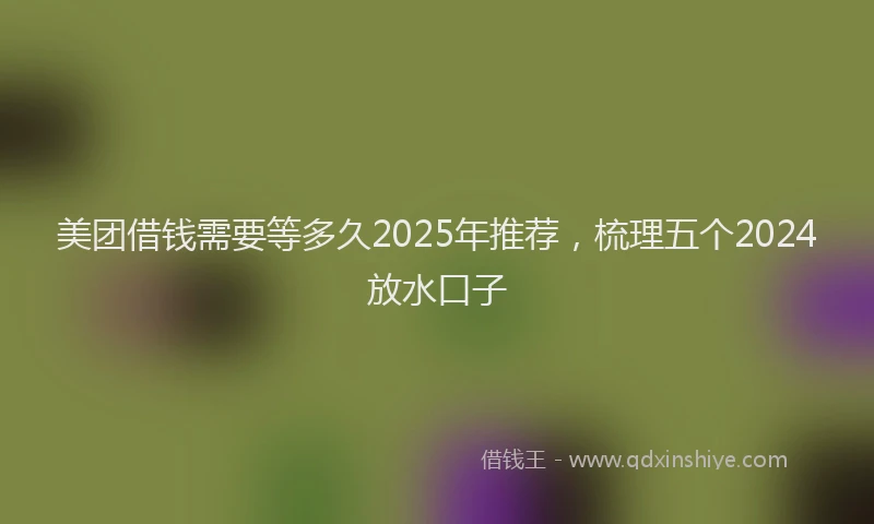 美团借钱需要等多久2025年推荐，梳理五个2024放水口子