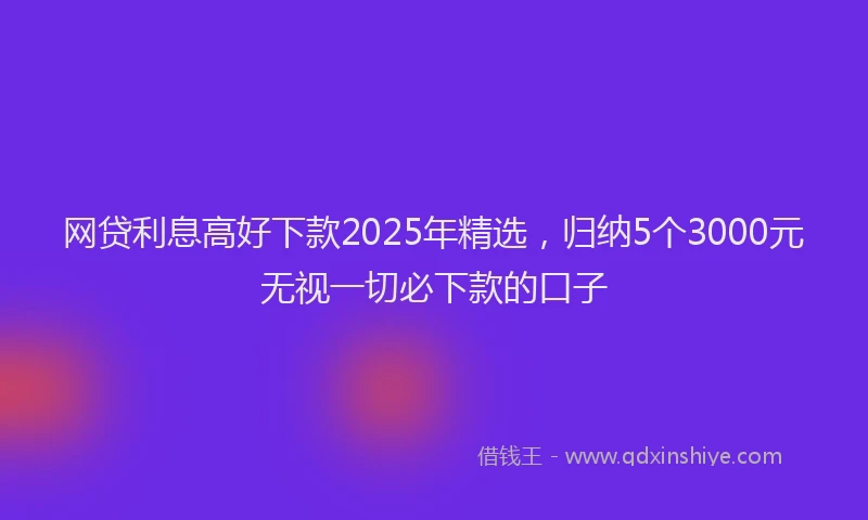 网贷利息高好下款2025年精选，归纳5个3000元无视一切必下款的口子