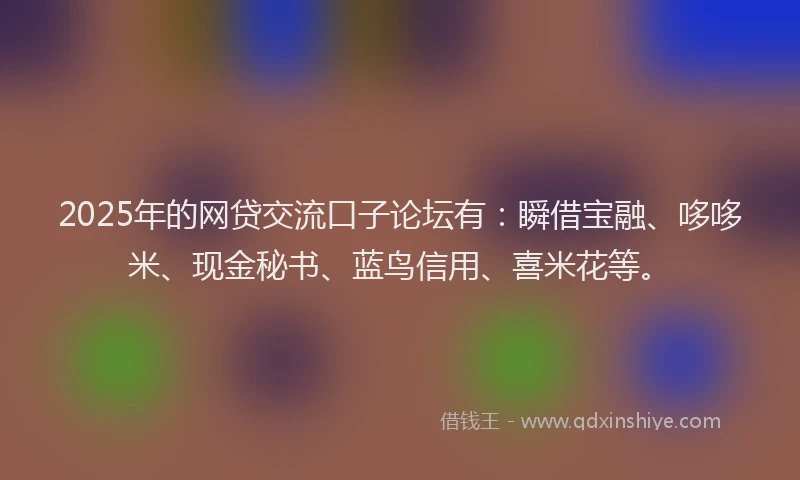 2025年的网贷交流口子论坛有：瞬借宝融、哆哆米、现金秘书、蓝鸟信用、喜米花等。