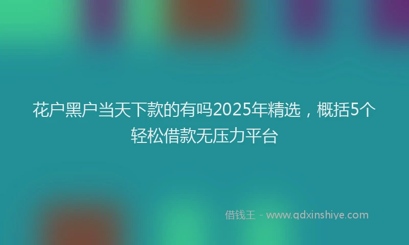 花户黑户当天下款的有吗2025年精选，概括5个轻松借款无压力平台