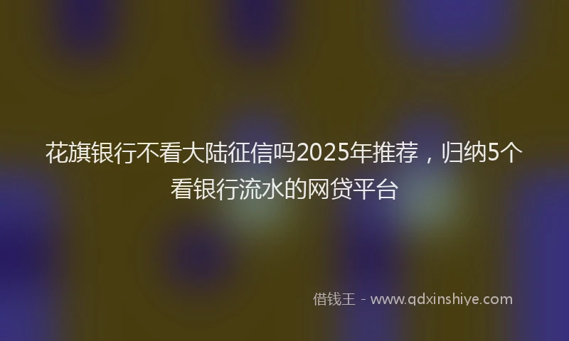 花旗银行不看大陆征信吗2025年推荐，归纳5个看银行流水的网贷平台