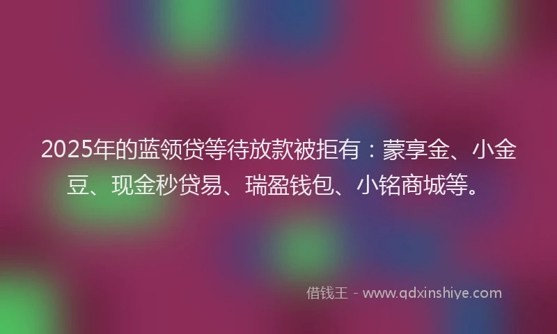 2025年的蓝领贷等待放款被拒有：蒙享金、小金豆、现金秒贷易、瑞盈钱包、小铭商城等。