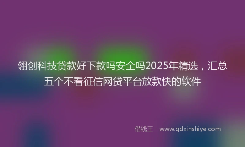 翎创科技贷款好下款吗安全吗2025年精选，汇总五个不看征信网贷平台放款快的软件