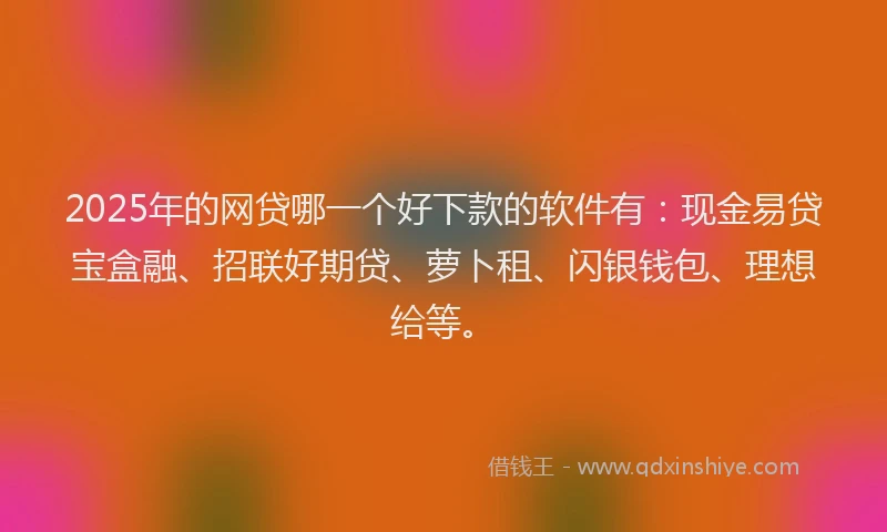 2025年的网贷哪一个好下款的软件有：现金易贷宝盒融、招联好期贷、萝卜租、闪银钱包、理想给等。