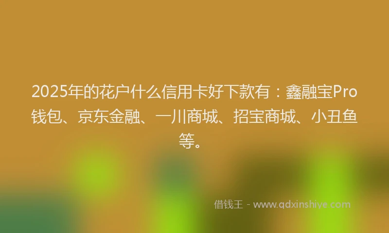 2025年的花户什么信用卡好下款有：鑫融宝Pro钱包、京东金融、一川商城、招宝商城、小丑鱼等。