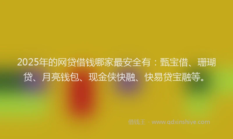 2025年的网贷借钱哪家最安全有：甄宝借、珊瑚贷、月亮钱包、现金侠快融、快易贷宝融等。