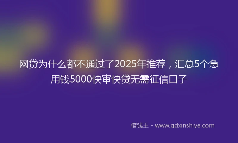 网贷为什么都不通过了2025年推荐，汇总5个急用钱5000快审快贷无需征信口子