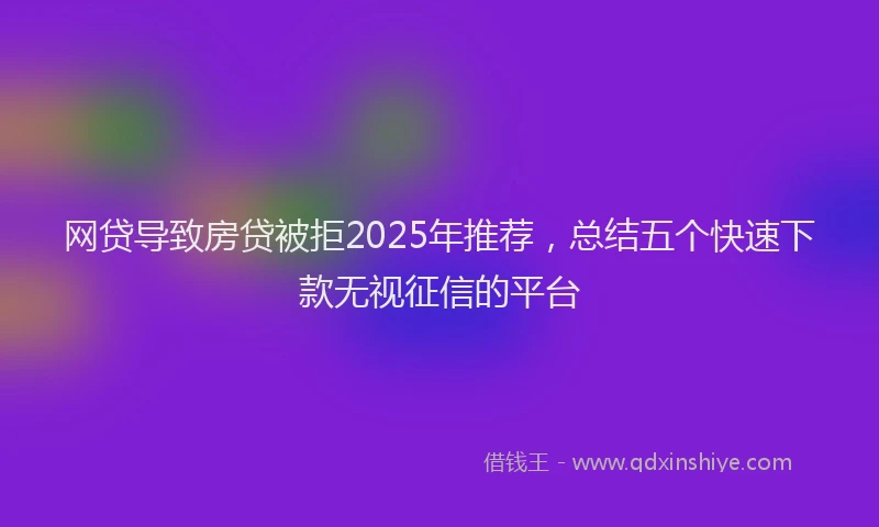 网贷导致房贷被拒2025年推荐，总结五个快速下款无视征信的平台