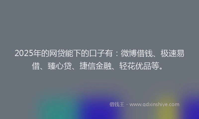 2025年的网贷能下的口子有：微博借钱、极速易借、臻心贷、捷信金融、轻花优品等。