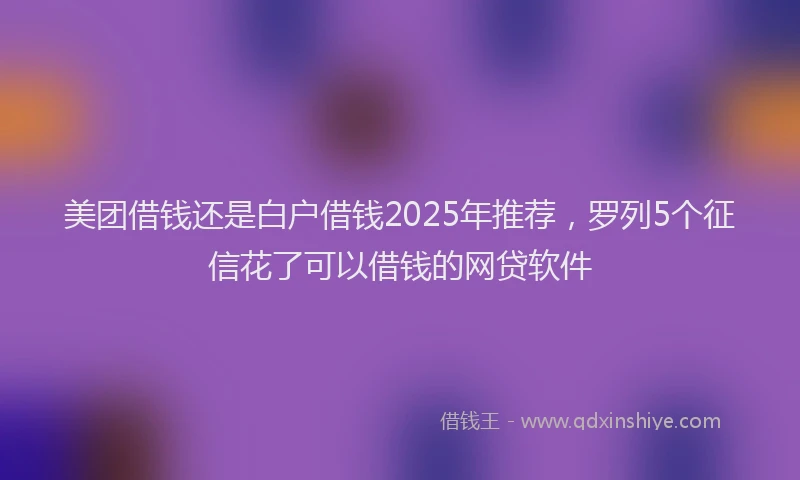 美团借钱还是白户借钱2025年推荐，罗列5个征信花了可以借钱的网贷软件