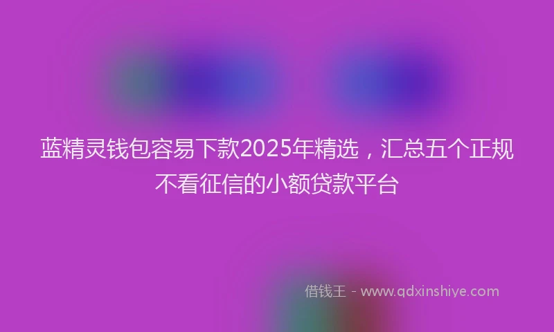 蓝精灵钱包容易下款2025年精选，汇总五个正规不看征信的小额贷款平台