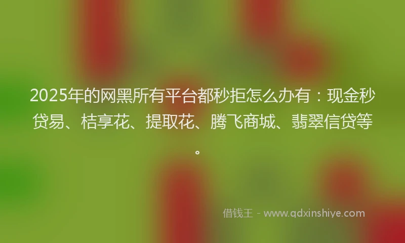 2025年的网黑所有平台都秒拒怎么办有：现金秒贷易、桔享花、提取花、腾飞商城、翡翠信贷等。