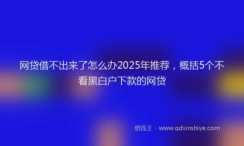 网贷借不出来了怎么办2025年推荐，概括5个不看黑白户下款的网贷