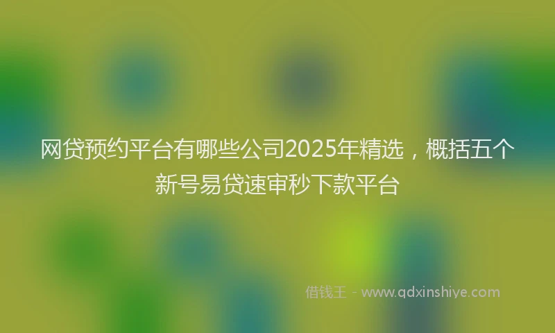 网贷预约平台有哪些公司2025年精选，概括五个新号易贷速审秒下款平台