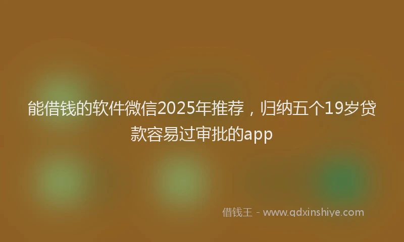 能借钱的软件微信2025年推荐，归纳五个19岁贷款容易过审批的app