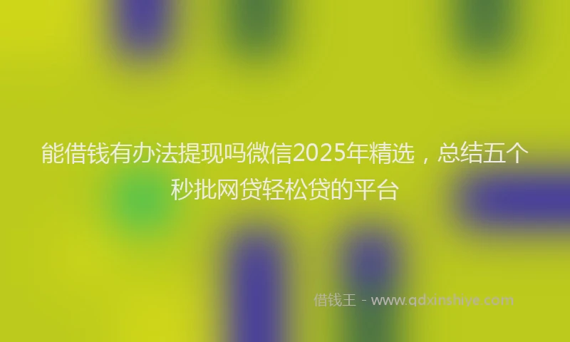 能借钱有办法提现吗微信2025年精选，总结五个秒批网贷轻松贷的平台