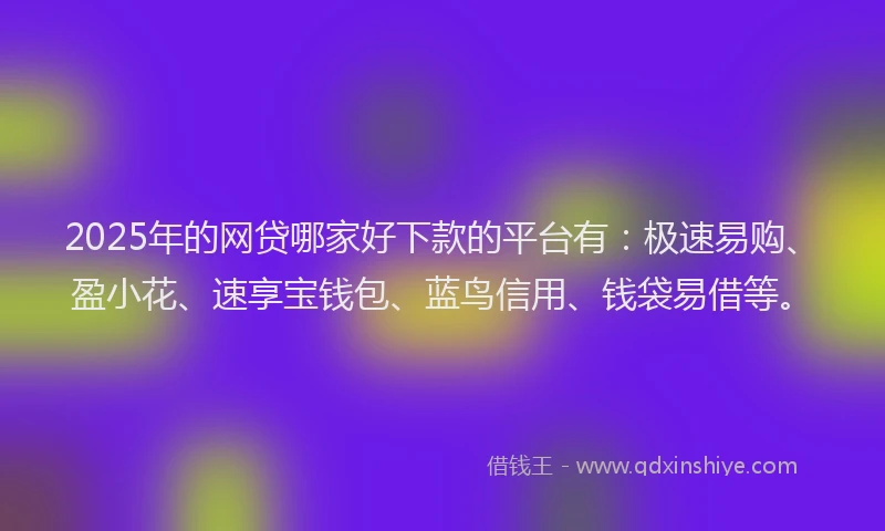 2025年的网贷哪家好下款的平台有：极速易购、盈小花、速享宝钱包、蓝鸟信用、钱袋易借等。