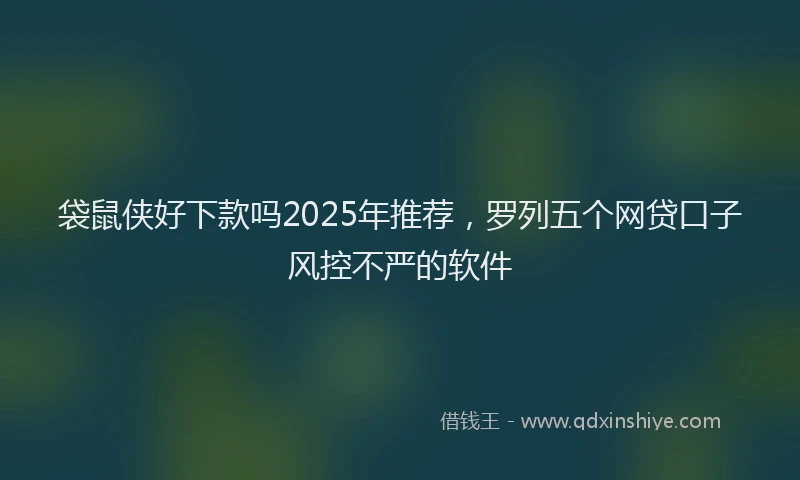 袋鼠侠好下款吗2025年推荐，罗列五个网贷口子风控不严的软件