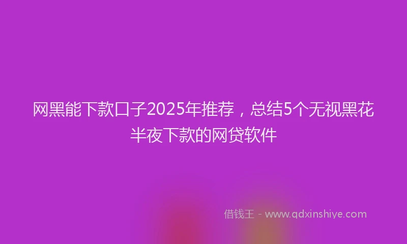 网黑能下款口子2025年推荐，总结5个无视黑花半夜下款的网贷软件