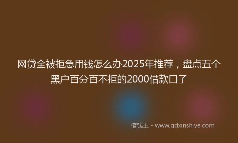 网贷全被拒急用钱怎么办2025年推荐，盘点五个黑户百分百不拒的2000借款口子
